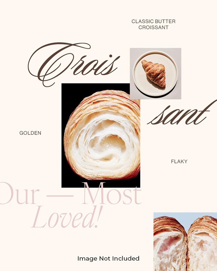PSD psd classic butter croissant golden flaky and our most loved social media promotional design