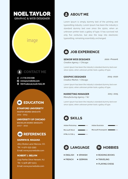 Psd clean modern cvportfolio template or cv template