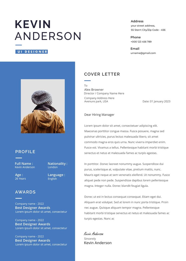 PSD psd clean and modern resume or cv template