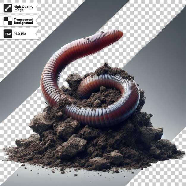 psd close up of a worm on transparent background with editable mask layer