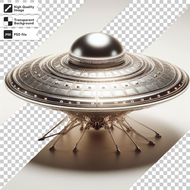 PSD close up of a ufo alien on transparent background with editable mask layer