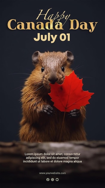 PSD psd close-up van canada bever viering van canada day rood esdoornblad canada day poster