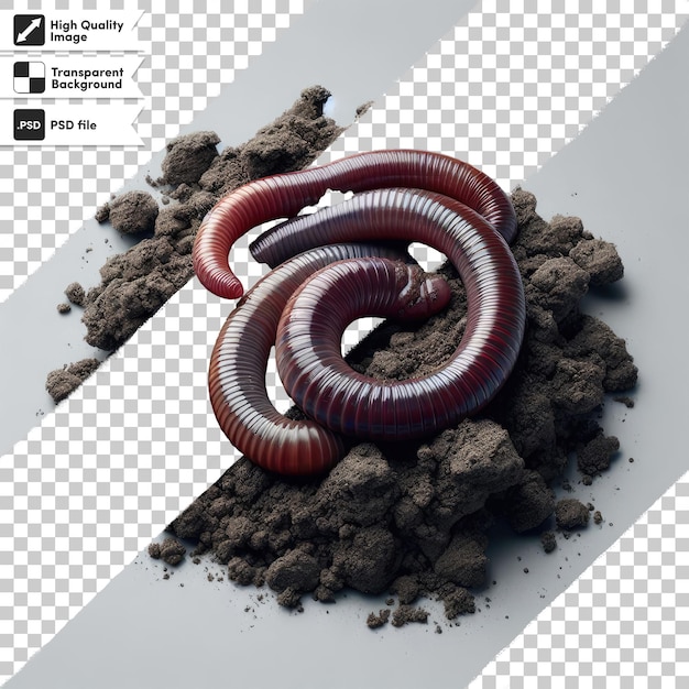 PSD psd close up of a worm on transparent background with editable mask layer