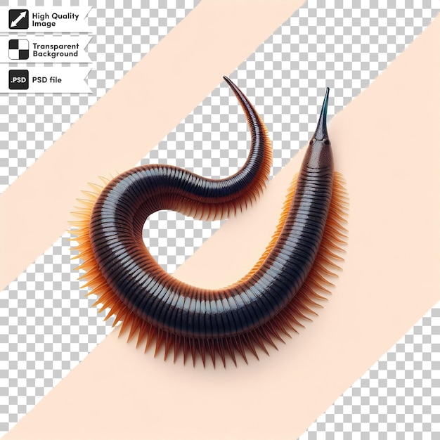 Psd close up of a worm on transparent background