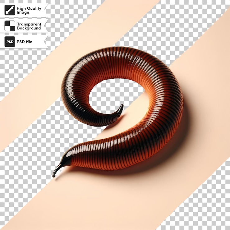 PSD psd close up of a worm on transparent background