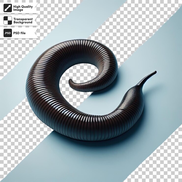 PSD psd close up of a worm on transparent background