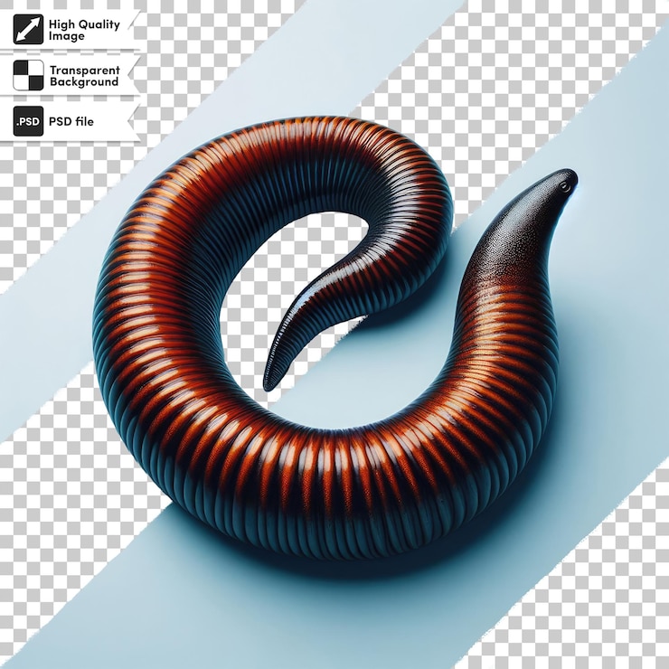PSD psd close up of a worm on transparent background