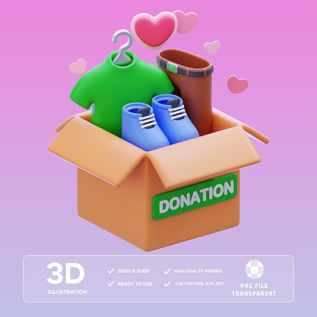 PSD 옷 기증 3D 일러스트레이션