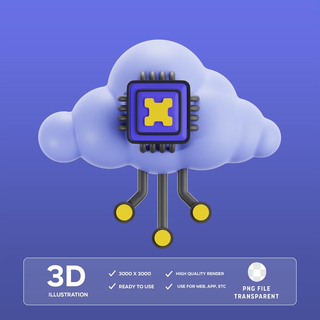 psd cloud computing 3d illustration