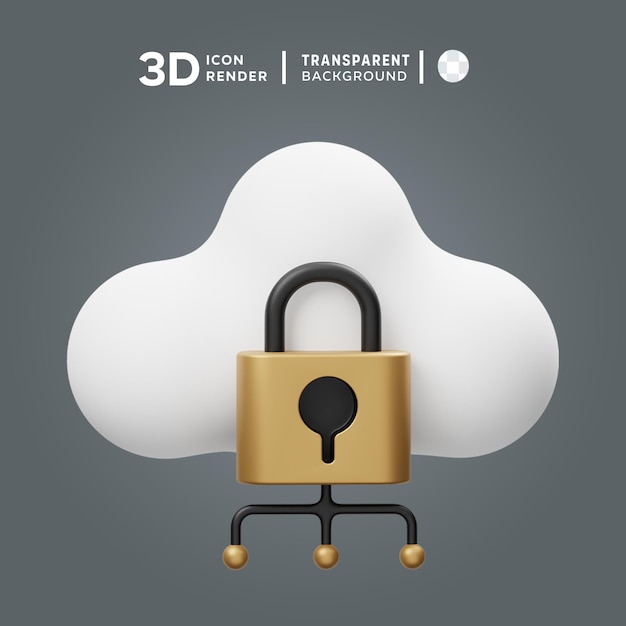 PSD psd cloud lock 3d icon illustration