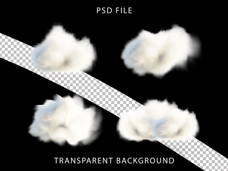 PSD Облако с прозрачным фоном графических элементов