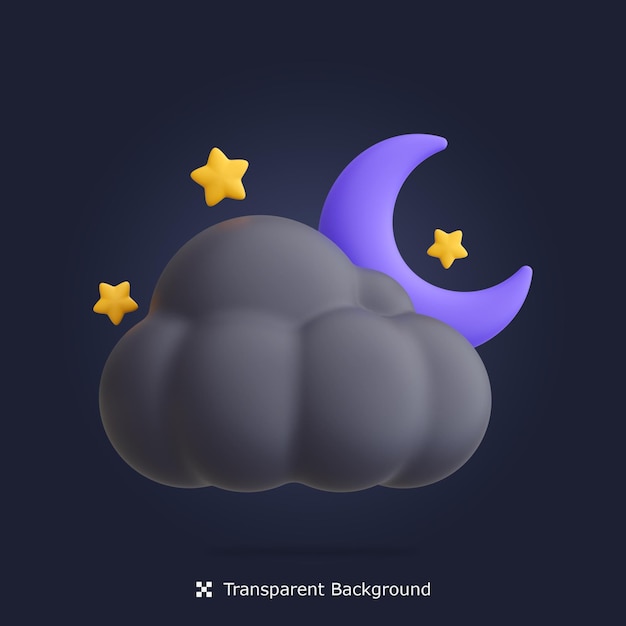 Psd cloudy night 3d icon