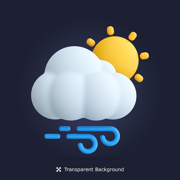 Psd cloudy windy day 3d icon