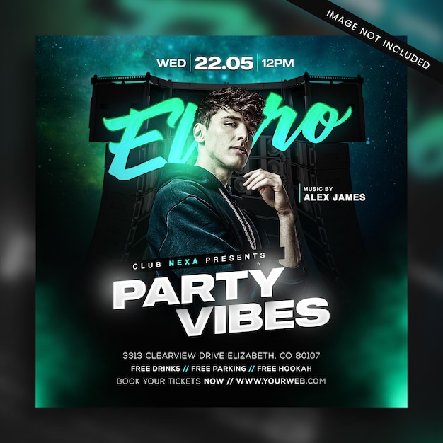 PSD psd club dj party flyer social media post en web banner sjabloon