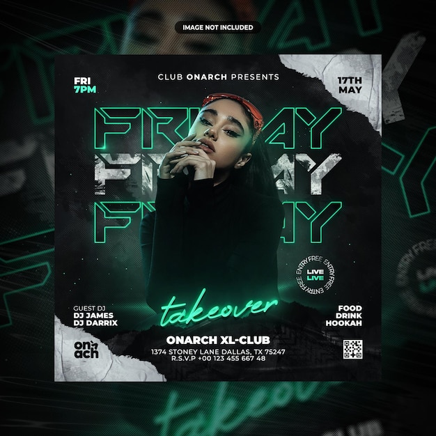 PSD psd club dj party flyer social media post template