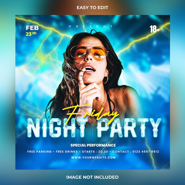 Psd club dj party flyer social media post and web banner template