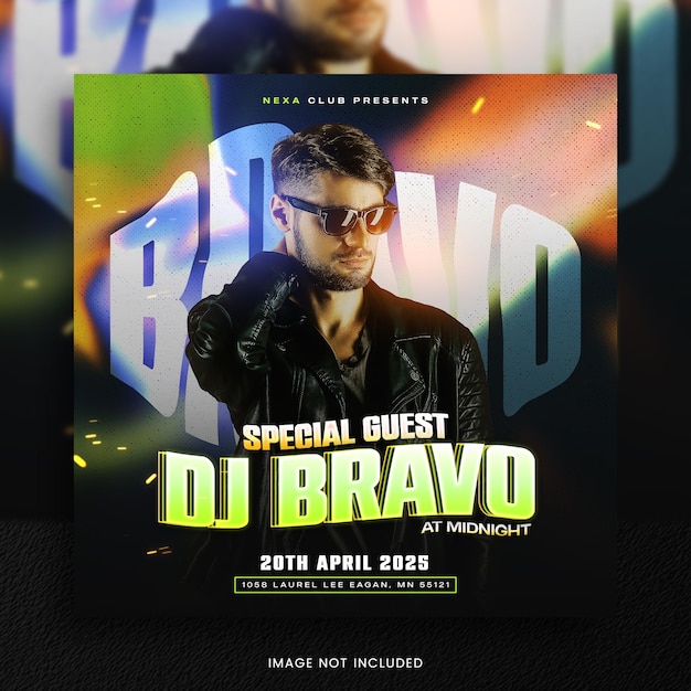 Psd club dj party flyer post sui social media e banner web