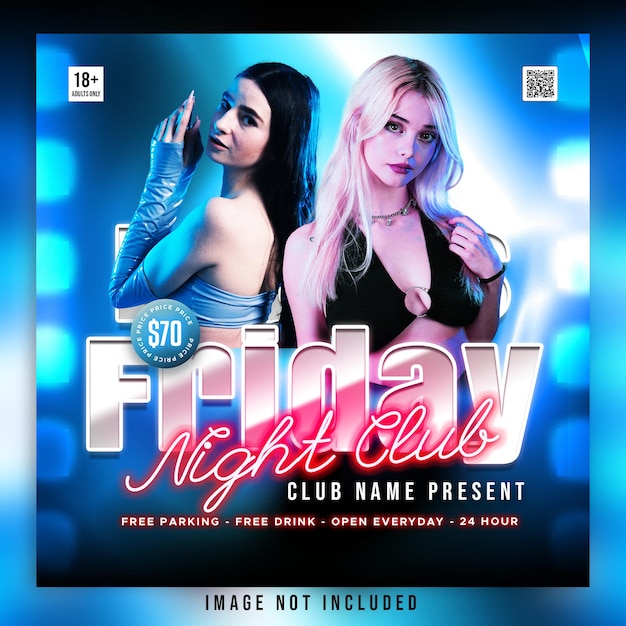 Пост в социальных сетях PSD club dj party flyer