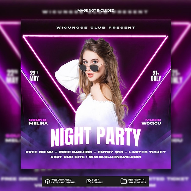 PSD club dj party flyer social media post