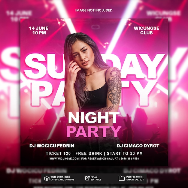 PSD club party flyer social media post and web banner template premium psd