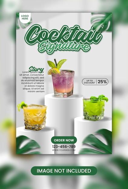 PSD psd cocktail menu social media post or banner