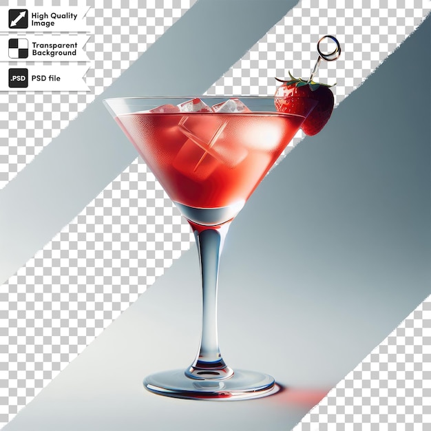 PSD psd cocktail with cherry and lemon on transparent background