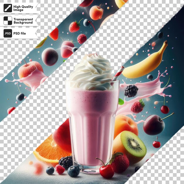 PSD psd cocktail with fruits and berries on transparent background