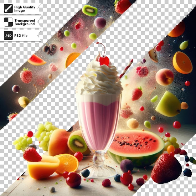 PSD psd cocktail with fruits and berries on transparent background