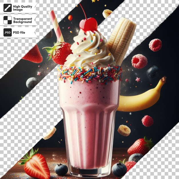 PSD psd cocktail with fruits and berries on transparent background