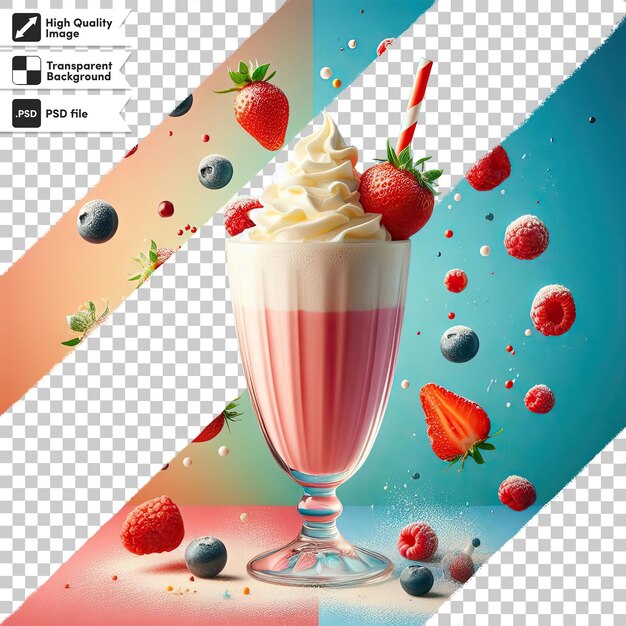 PSD psd cocktail with fruits and berries on transparent background