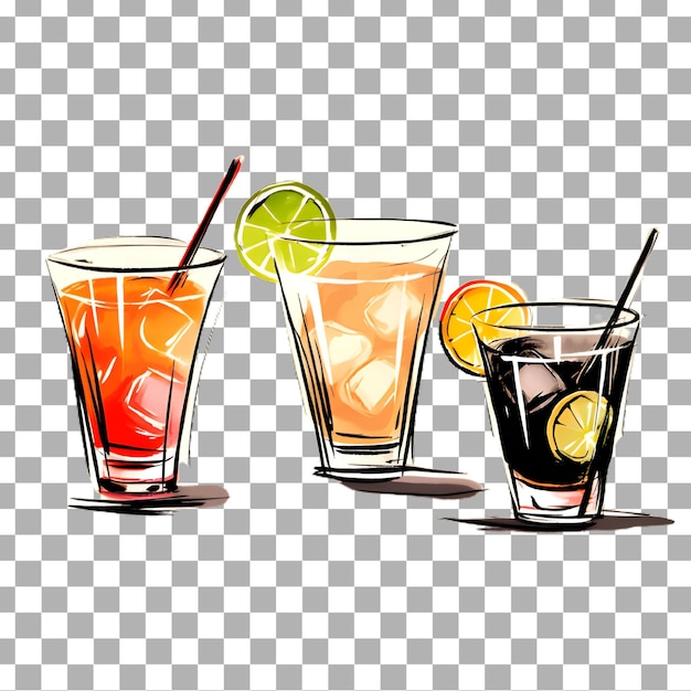 PSD-cocktailglas met blad op transparante achtergrond