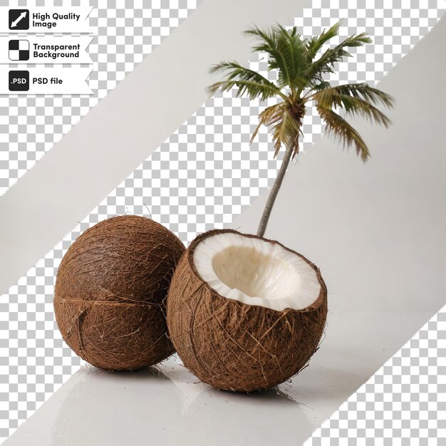 Psd coconut on transparent background with editable mask layer