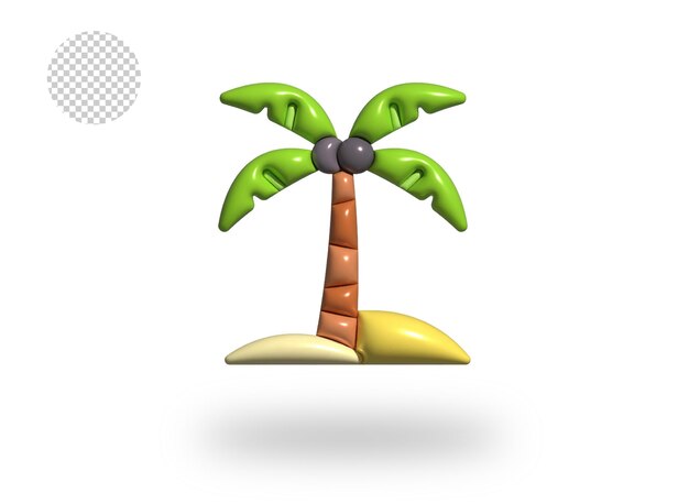 PSD psd coconut tree transparent comic bubble icon 3d render illustration