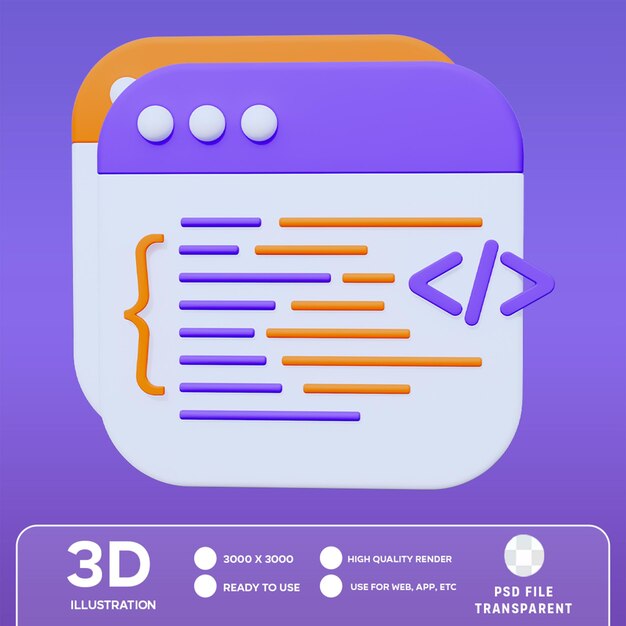 Premium PSD | PSD Coding 3D Illustration