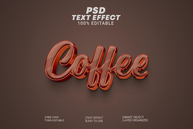 PSD psd caffè effetto stile testo 3d