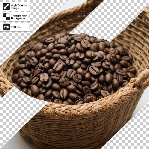 PSD psd coffee beans in a basket on transparent background with editable mask layer