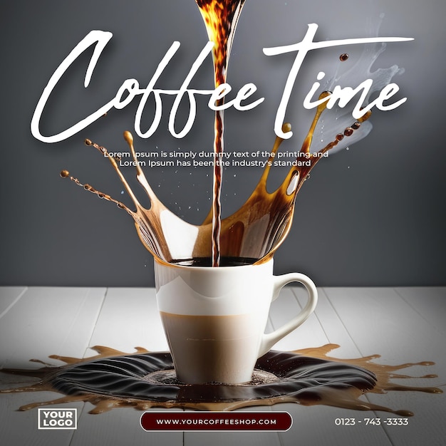 Psd coffee concept square banner or social media post design