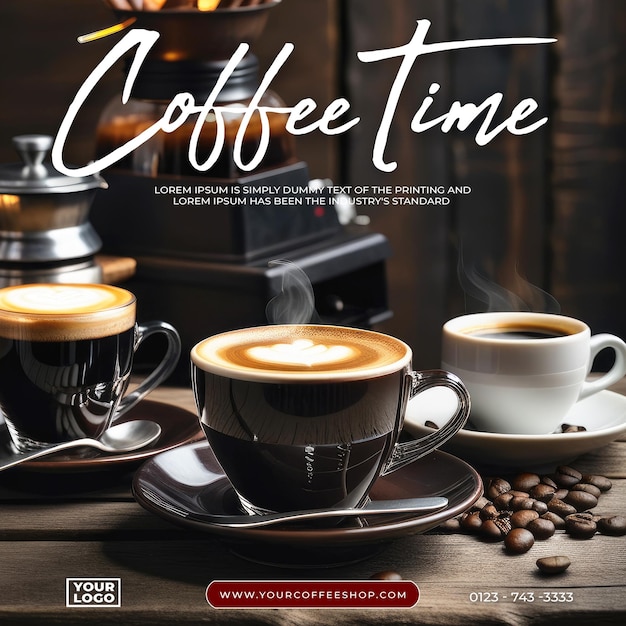 Psd coffee concept square banner or social media post design