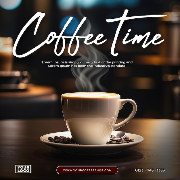 Psd coffee concept square banner or social media post design