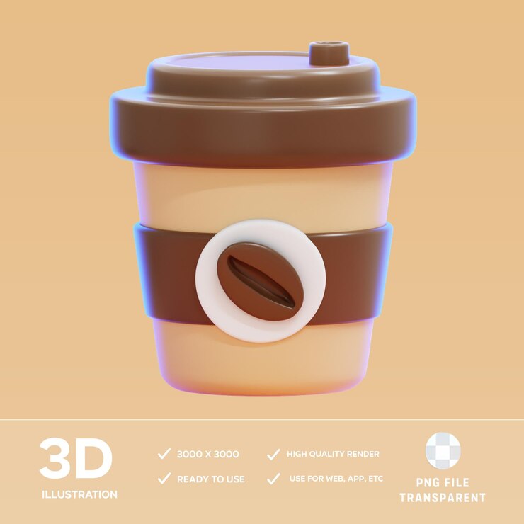 PSD psd кофейная чашка 3d иллюстрация