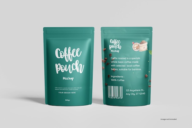 Psd coffee pouch packaging mockup