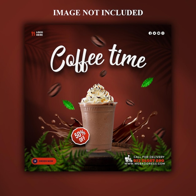 PSD psd coffee shop drink menu promotion social media banner post template design