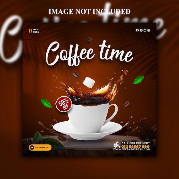 psd coffee shop drink menu promotion social media banner post template design