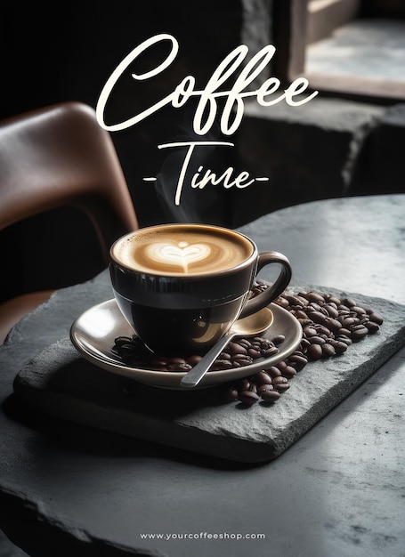 PSD psd coffee time concept poster template