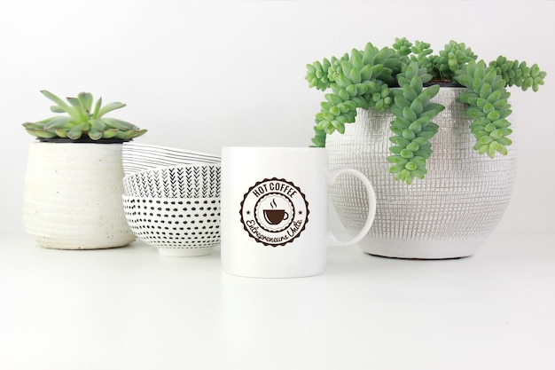 PSD psd coffee white mug mockup