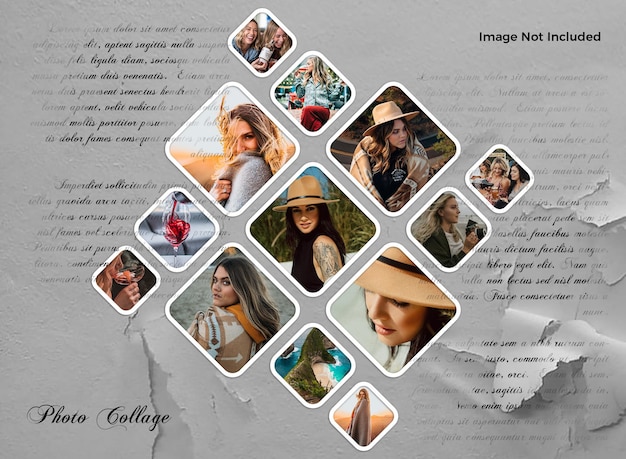 Psd collage photo frame mockup