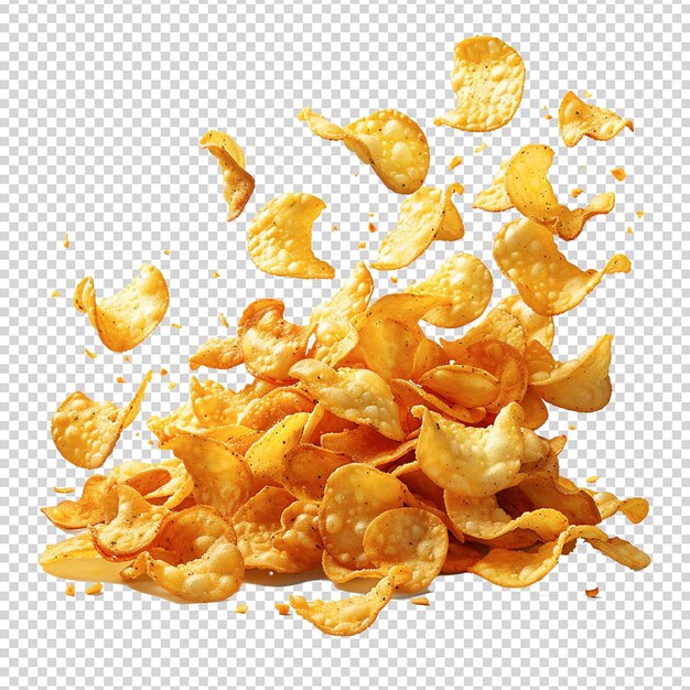 PSD psd collage of tasty potato chips isolated on a transparent background