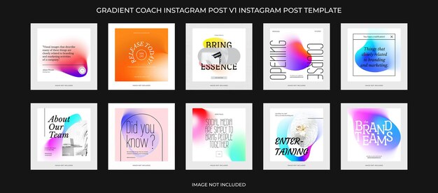 Collezione psd di basic gradient design per social media e instagram post template