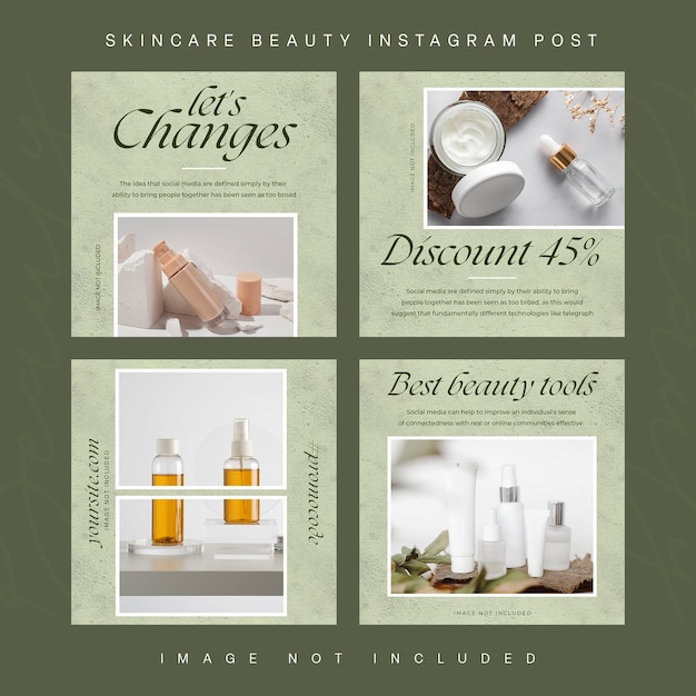 PSD psd collection of beauty skincare design for social media and instagram post template