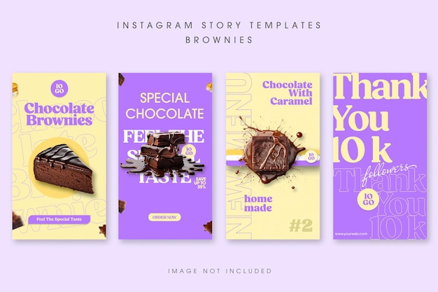 PSD psd collection of chocolate brownies cake design for social media and instagram story template